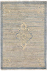 handmade Modern Kafkaz Blue Beige Hand Knotted RECTANGLE 100% WOOL area rug 3  x 5